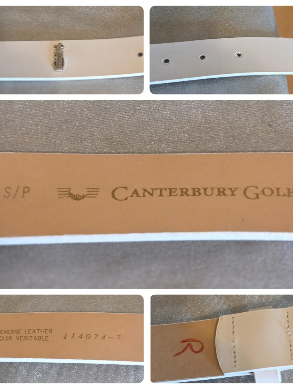 Vintage Canterbury Golf White Genuine Leather Tour Belt, Size Small